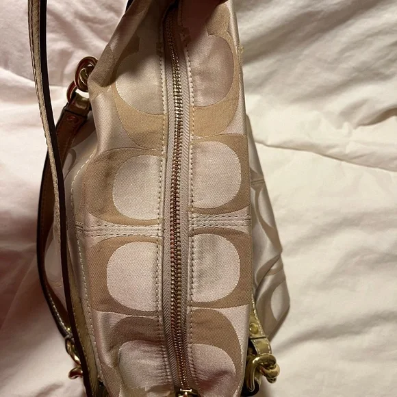 Coach Brooke Sateen Signature Shoulder Bag in khaki and gold - Picture 9 of 10